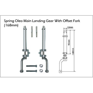 PHOENIX PHOENIX MODEL SPRUNG OLEO MAIN LANDING GEAR WITH OFFSET FORK 168mm