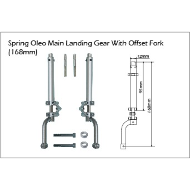 PHOENIX MODEL SPRUNG OLEO MAIN LANDING GEAR WITH OFFSET FORK 168mm