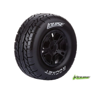 LOUISE WORLD LOUISE SC ROCKET 1/10 SHORT COURSE TIRES SOFT COMPOUND ON BLACK RIM ASSOCIATED SC 10 FRONT BEARING