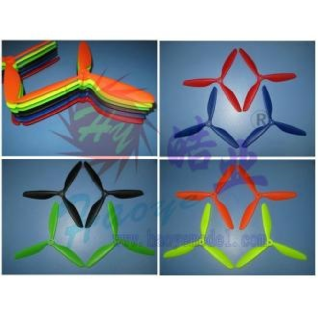 HY 9 X 4.5 3 BLADE ELECTRIC COUNTER ROTATING PROP SET YELLOW  ( 1 STANDARD PITCH ONE REVERSE PITCH ) MAX 10'000RPM