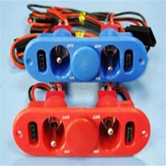 HY MODEL ACCESSORIES HY Heavy Duty RX Twin Switch Charge Port & Fuel Dot blank LEADS 40cm, BLACK