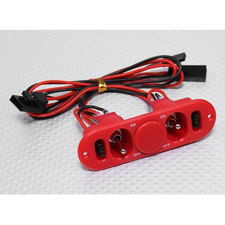 HY MODEL ACCESSORIES HY Heavy Duty RX Twin Switch Charge Port & Fuel Dot blank LEADS 40cm, RED