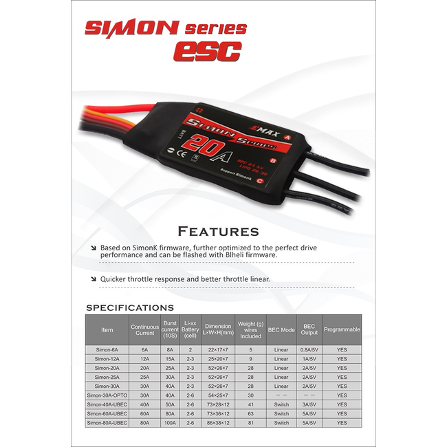 EMAX 20A SIMON SERIES ESC