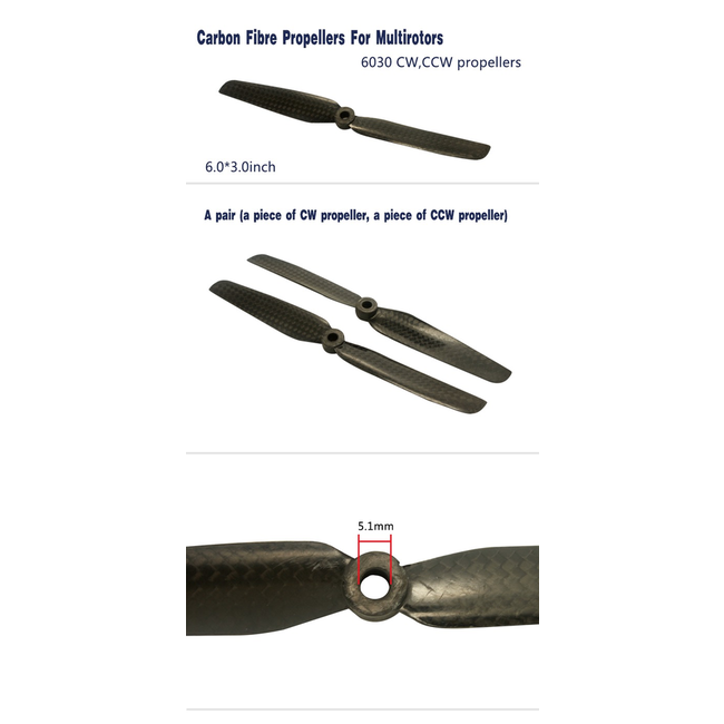 EMAX 6X3 MULTIROTOR CARBON FIBER PROP 2PK