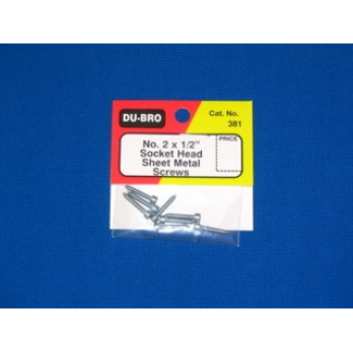 DUBRO DUBRO 386 #2 X 1/2in SOCKET HD SHEET METAL SCRW (8 PCS )