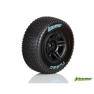 LOUISE WORLD LOUISE SC TURBO 1/10 SHORT COURSE TIRES MOUNTED ON SC10 PIN DRIVE RIMS REAR