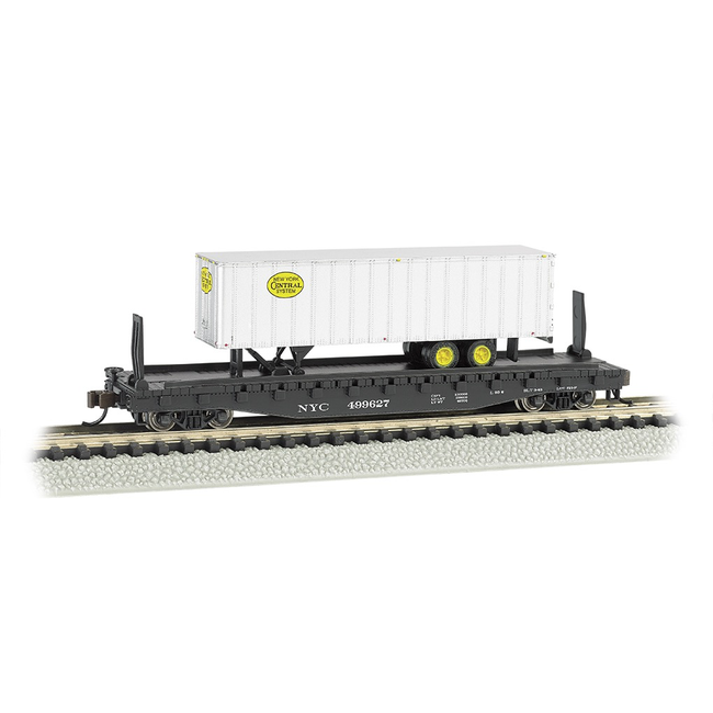 BACHMANN N SCALE 52‚Äô 6‚Äô‚Äô FLAT CAR WITH 35‚Äô PIGGYBACK TRAILER NYC 16753