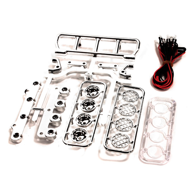 INTEGY Realistic Folding Light Bar w/ 4 LED Light Set for 1/10 Size Off-Road C25000SILVER