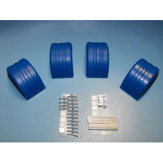 AUSLOWE AUSLOWE 1/24 PLASTIC STYLE MUD GUARDS ASSORTED COLOURS  SET OF 6 TRI AXLE WHITE,GREEN,GREY,ORANGE,BLUE,BLACK AND RED