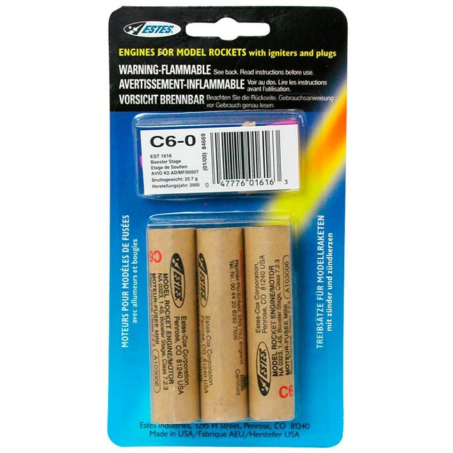 ESTES C6-0 ROCKET MOTOR 3 PACK UNRESTRICTED