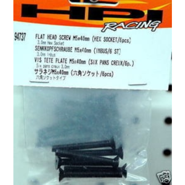 HPI FLAT HEAD SCREW M5 X 40MM HEX SOCKET / 6PCS
