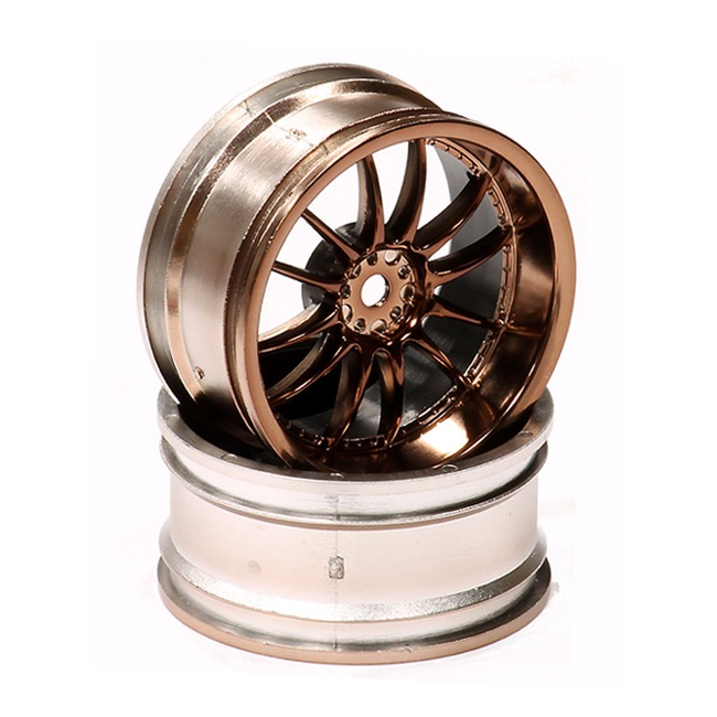 INTEGY 12 Spoke Bronze Tone Wheel Set (2) for 1/10 Drift and Touring Car C23930