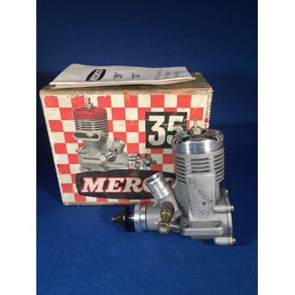 MERCO ENGINES MERCO 35 C/L ENGINE  WITH BOX    HAS BEEN MOUNTED AND RUN  HAS EXCELLENT COMPRESION