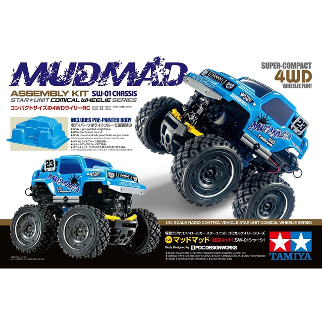 TAMIYA MudMad R/C  4WD  SW-01 Chassis, 1:24 S KIT NO ESC INCLUDED REQUIRES TX, RX, ESC, BATTERY CHARGER & PAINT.