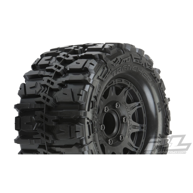 PROLINE TRENCHER 2.8 BELTED TIRES MOUNTED RAID REMOVABLE HEX BLACK WHEELS 2PCS - PR10168-10