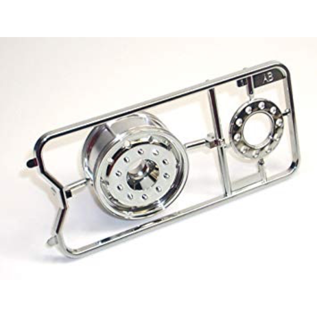 TAMIYA CHROME PLATED WHEELS 30mm FRONT (PR) SUIT TAMIYA 1/14 TRACTOR TRUCK ( SUPER SINGLES )