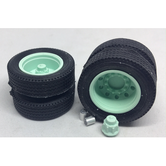 AUSLOWE AUSLOWE 37mm LOW LOADER AXLE SET OF 4 TYRES AND 10 STUD RIMS ( 1 AXLE SET )