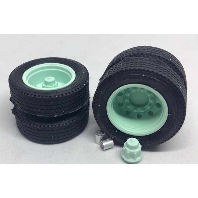 AUSLOWE 37mm LOW LOADER AXLE SET OF 4 TYRES AND 10 STUD RIMS ( 1 AXLE SET )