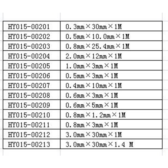 HY CARBON FLAT 0.8 x 1.2mm x 1mt ( OLD CODE HY150212 )