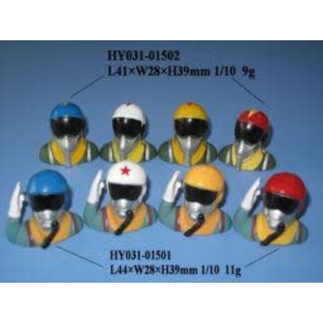 HY JET  PILOTS PAINTED L41mm x w28mm x h39mm   9gr HELMET COLOUR RED, YELLOW, WHITE OR BLUE  ( OLD CODE HY311502 )