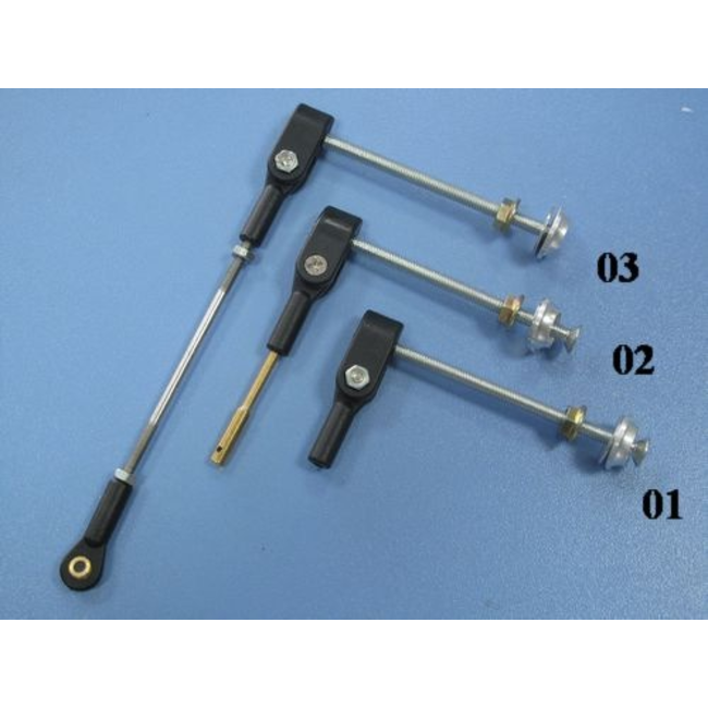HY ALU ADJUSTABLE CONTROL HORNS ASSEMBLY  M4 X 70MM  M3 X 75MM WITH THREADED ROD  1PC/PK ( OLD CODE HY073303 )