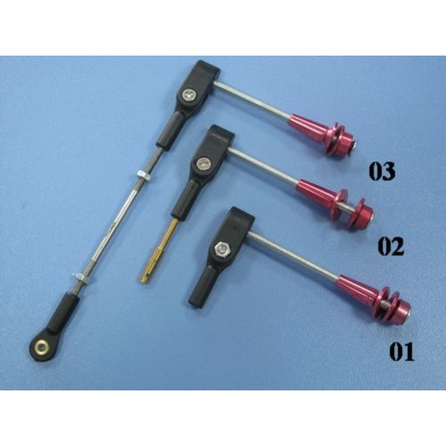 HY ALU ADJUSTABLE CONTROL HORNS AND ARMS  M4 X 70MM  M3 X 75MM  WITH THREADED ROD  1PC/PK ( OLD CODE HY073403 )
