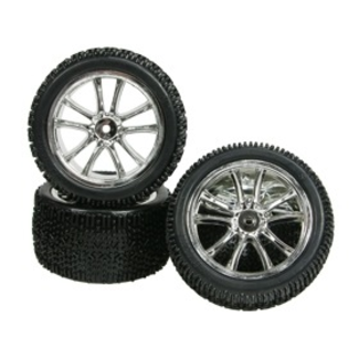 3 RACING 3 RACING 5 SPOKE TYRE AND RIM SET - SILVER COLOUR FOR TAMIYA DARK IMPACT DF-03