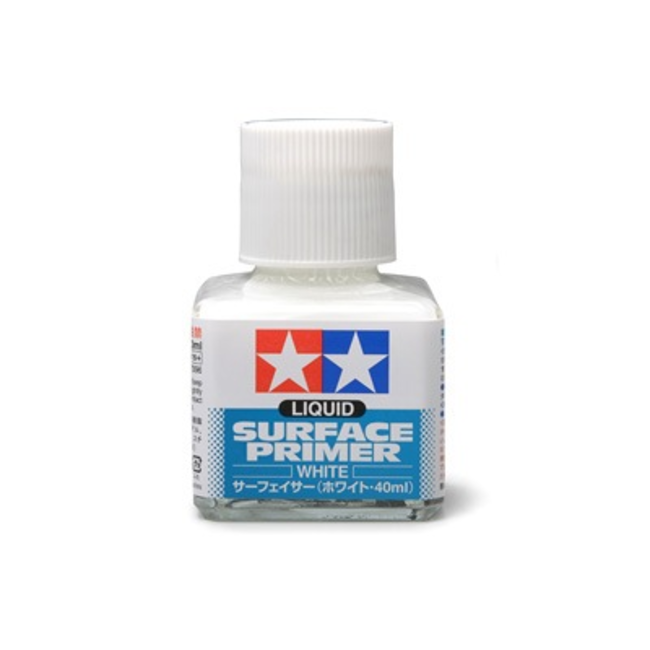 TAMIYA LIQUID SURFACE PRIMER WHITE BRUSH ON 40ML