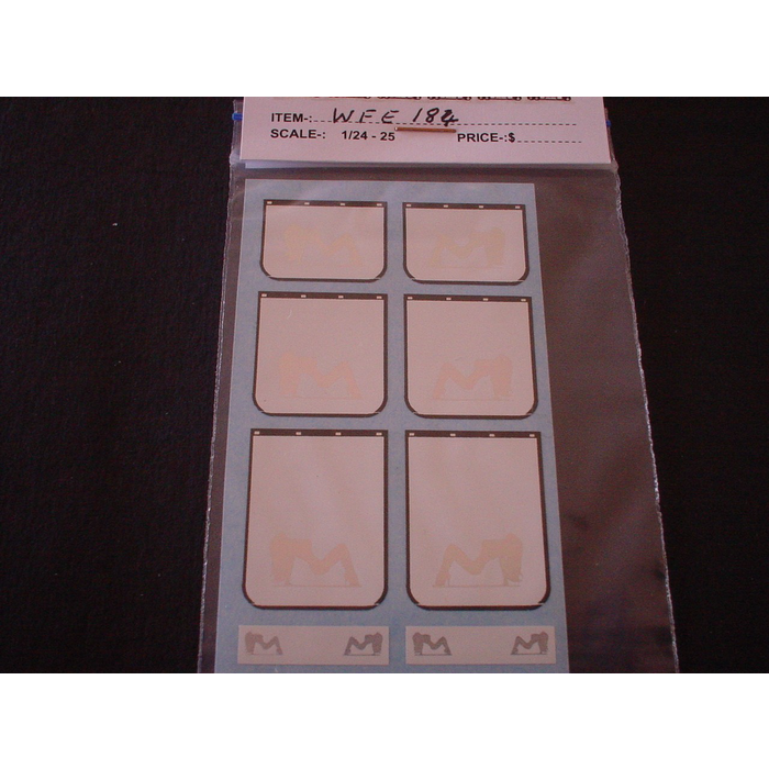 WHITE FANG WFE 1/14 NAKED LADY MUD FLAPS ARCHED WHITE CHROME & BLACK