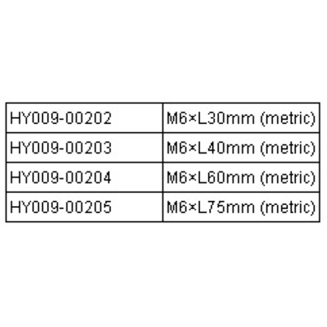 HY NYLON WING BOLTS THUMB SCREW TYPE 6mm X 75mm ( 5 PK ) ( OLD CODE  HY090205 )