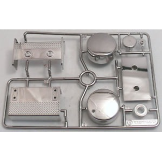 TAMIYA TAMIYA R PARTS SUITS 56304 1/14 TAMIYA TRACTOR TRUCKS  CHROME FUEL TANKS CAPS    & TOOLBOX/STEPS