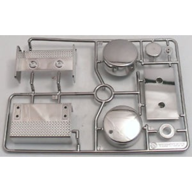 TAMIYA R PARTS SUITS 56304 1/14 TAMIYA TRACTOR TRUCKS  CHROME FUEL TANKS CAPS    & TOOLBOX/STEPS