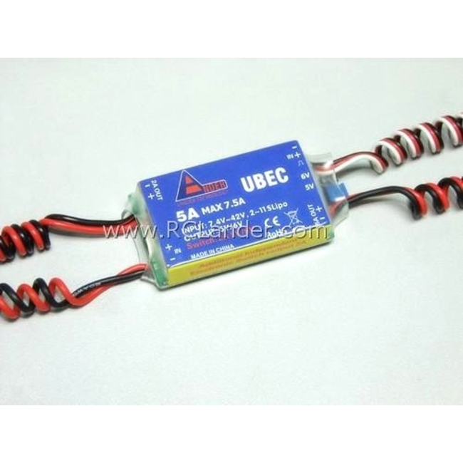 Lander UBEC 5A 2-11S with separated remote control 2A circuit switch function. 5amp output / 7.5 amp max  input voltage 7.4-42v Output 5v or 6v switchable