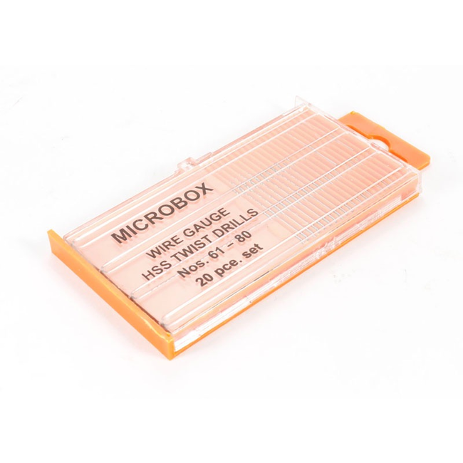 MODEL CRAFT  MICROBOX HSS TWIST DRILLS Nos. 61-80 20pce SET PDR4004