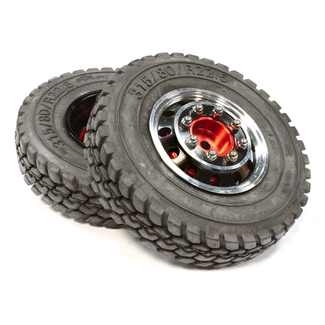 INTEGY INTEGY Alloy T4 Front Wheel & T1 Tire Set for Tamiya 1/14 Scale Tractor Trucks C25590BLACK