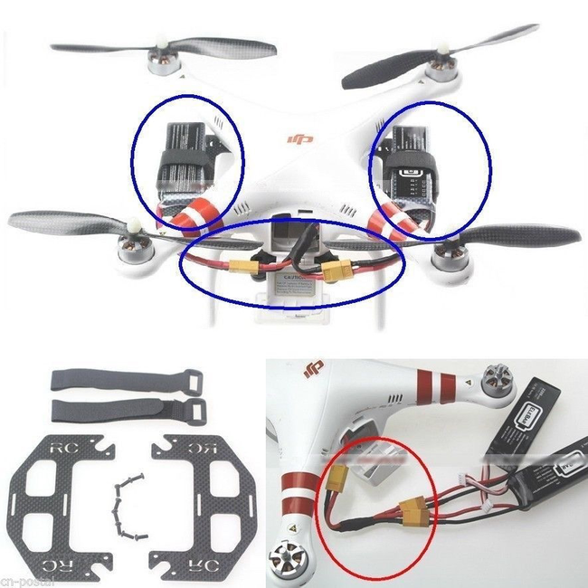 DJI PHANTOM DUAL BATTERY TRAY ADAPTER ( REQUIRES PARALELL LEAD USE ACE 10221 )