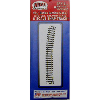ATLAS ATLAS 9-3/4" Radius Track (6 pcs/pk) N SCALE TRACK