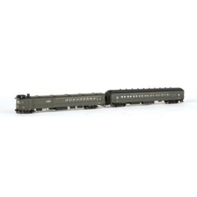 BACHMANN N EMC GAS ELECTRIC DOODLEBUG LOCOMOTIVE WITH TRAILER COACH DCC MARYLAND AND PENNSYLVANIA 62 N SCALE