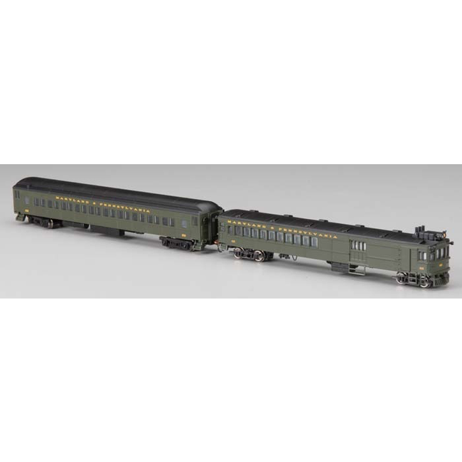 BACHMANN N EMC GAS ELECTRIC DOODLEBUG LOCOMOTIVE WITH TRAILER COACH DCC MARYLAND AND PENNSYLVANIA 62 N SCALE