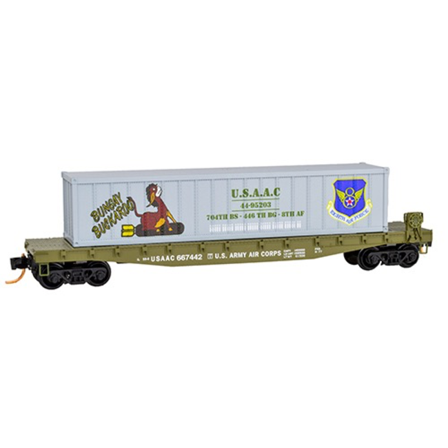 MICRO TRAINS 50‚Äô FLAT CAR  WWII Nose Art Series: Buckaroo