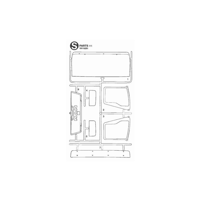 TAMIYA S PARTS WINDOWS FOR 56325 MAN TGX 18.540