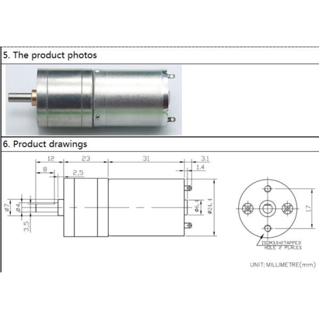 25mm Diameter 12V High Torque100rpm 370 Precision Gear Motor - Silver