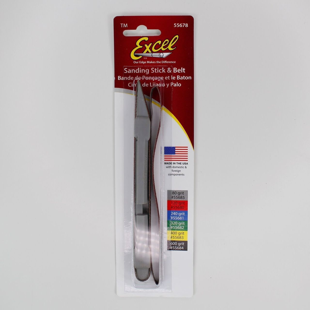 EXCEL EXCEL GREY SANDING STICK WITH 2 BELTS #80 GRIT 