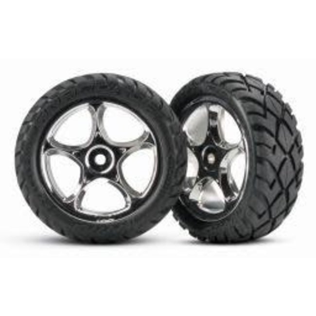 TRAXXAS TIRES AND WHEELS TRACER 2.2" BLACK CHROME WHEELS ANACONDA 2.2" TIRES
