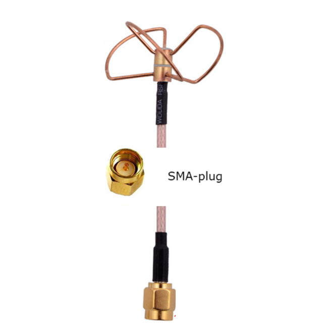 FPV 5.8GHZ CIRCULAR POLORIZED ANTENNA TX ONLY  NO CASE MALE STRAIGHT PLUG