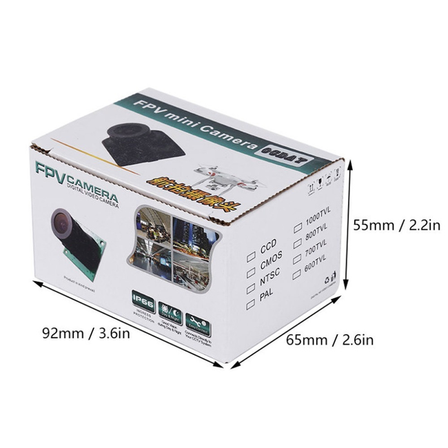 FPV Mini HD 1/3" 3.6mm 700TVL CCD IR Wide Angle Lens FPV Home Security Camera NTSC