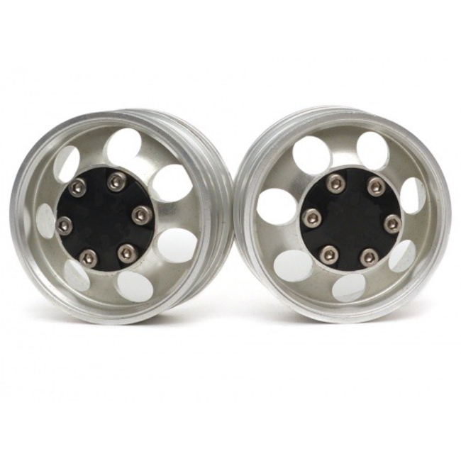 ALLOY 1/14 WHEELS STD 22mm FRONT SUIT 1/14 TAMIYA TRACTOR TRUCKS ( 1 PAIR )