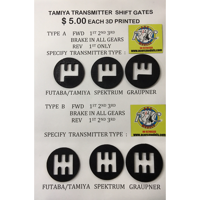 3 PRINTED SHIFT GATE SELECT  TYPE A OR B & RADIO TYPE