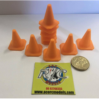 ACE 3D PRINT WORKS ACE 3D PRINT 1:14  TRAFFIC CONES ( 10 PACK )  ORANGE ( OTHER COLOURS AVAILABLE ON REQUEST )  THIICK WALL & BASE HEAVY DUTY VERSION
