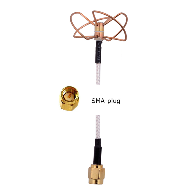 FPV 5.8GHZ CIRCULAR POLORIZED ANTENNA RX NO CASE MALE STRAIGHT PLUG